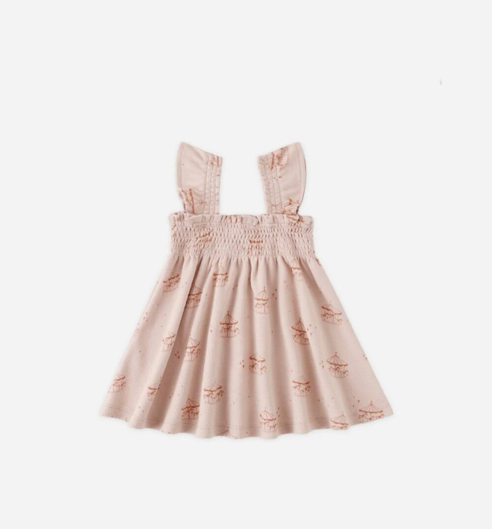 Quincy Mae Smocked Jersey CarouselDress & Bloomer Set Pink 6-12 M